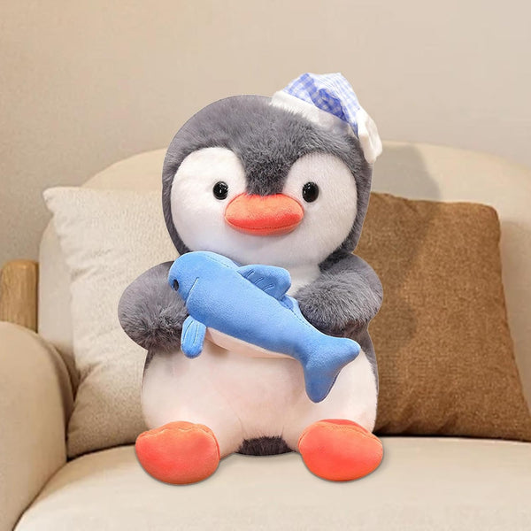 penguin plush with fish