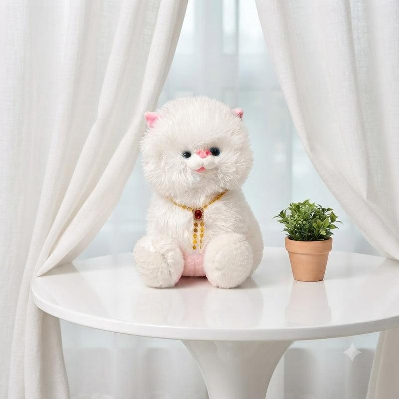 white plush cat toy