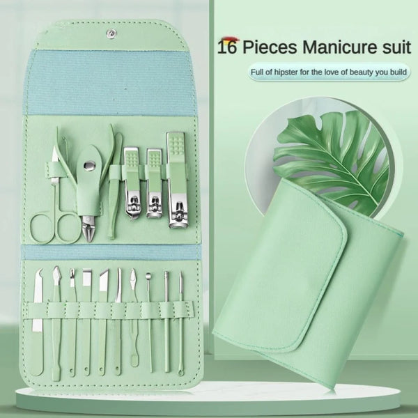 16-PIECE NAIL CLIPPER SET HOUSEHOLD MANICURE BEAUTY TOOLS PORTABLE